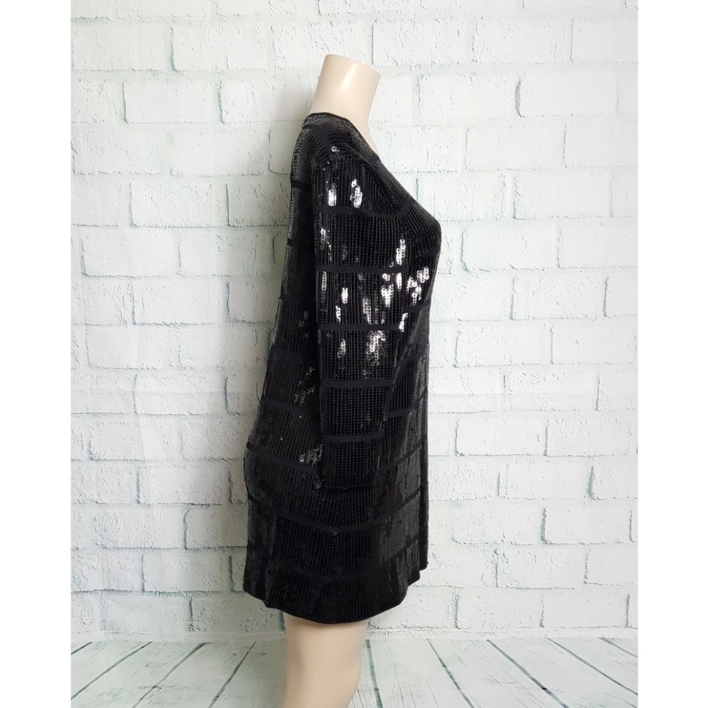 Theory Harmen Black Sequin Long Sleeve Dress - Picture 2 of 6